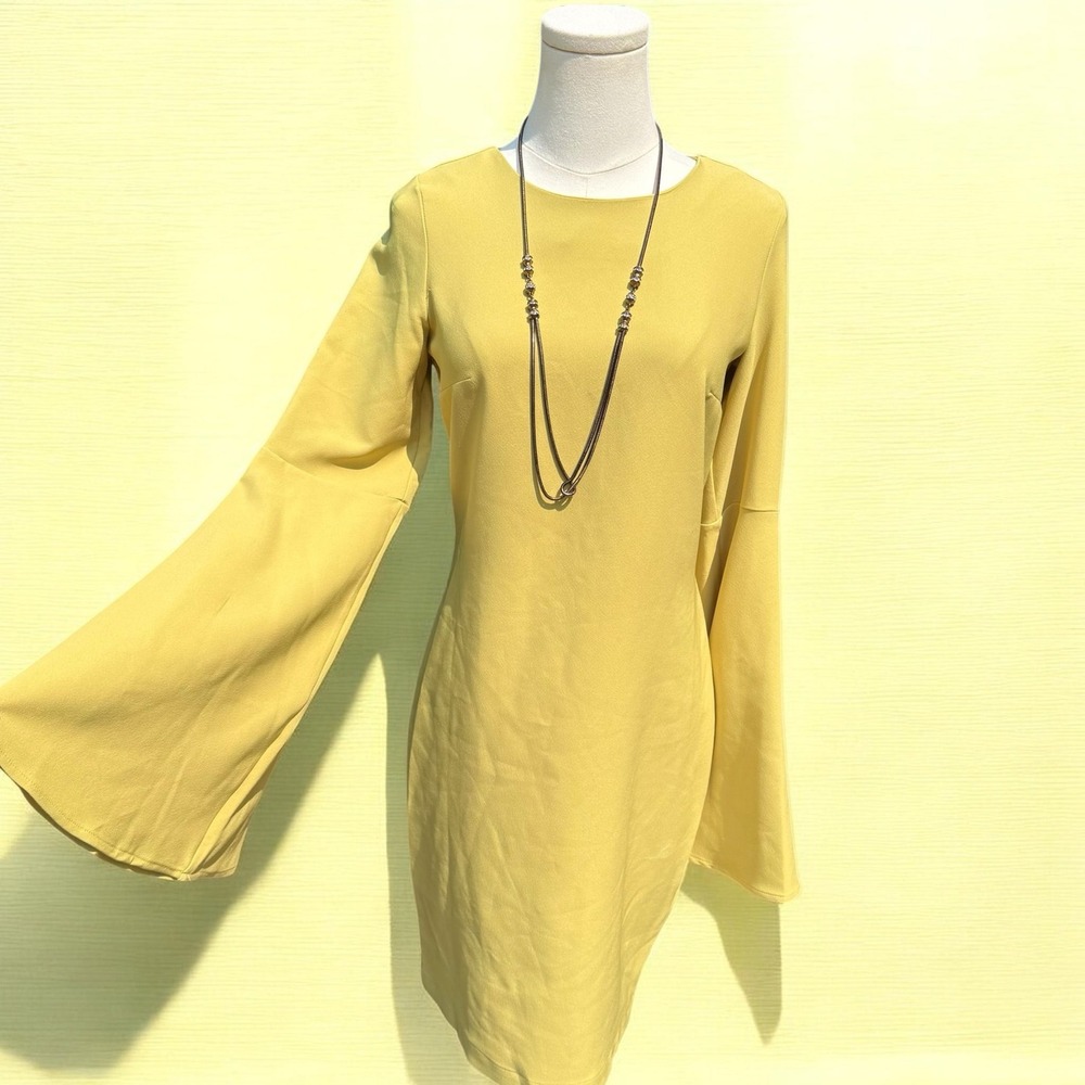 THEO The Label $345 NWT Atlas Bell Sleeve Dress Cool Matcha Green Medium